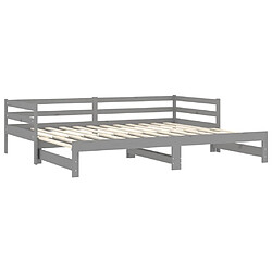 Maison Chic Lit d'appoint Gris Bois de pin massif 2x(90x200)cm,Lit coulissant Lit de repos -GKD31625 pas cher