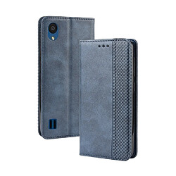 Wewoo Coque Étui en cuir à boucle magnétique avec de texture rétro rétro pour ZTE Blade A5 2019 support et emplacements cartes et cadre photo Bleu