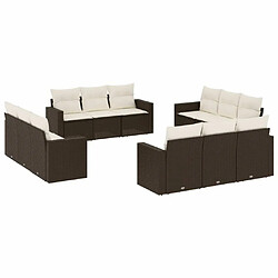 Maison Chic Salon de jardin avec coussins 12 pcs, Ensemble Tables et chaises de jardin, marron résine tressée -GKD158161