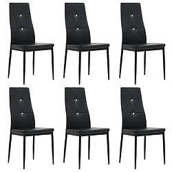 Maison Chic Lot de 6 Chaises à manger,Chaise pour cuisine noir similicuir -MN45851