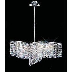 Luminaire Center Suspension Fabio Convertible en Semi-Plafonnier 6 Ampoules chrome poli/cristal