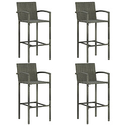 Avis Maison Chic Jeu de bar de jardin 5 pcs avec accoudoirs,Mobilier d'extérieur Résine tressée Gris -GKD976830