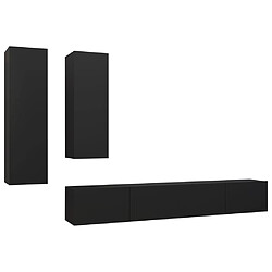 vidaXL Ensemble de meuble TV 4 pcs Noir Bois d'ingénierie