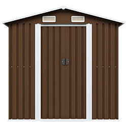 Helloshop26 Abri de jardin cabane cabanon maison de stockage remise extérieur hangar outils robuste 204 x 132 x 186 cm acier marron 02_0022386