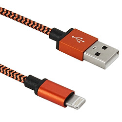 Avis Wewoo Câble Orange pour iPhone X / 8 & 8 Plus / 7 & 7 Plus / 6 & 6s & 6 Plus & 6s Plus / iPad 1m courant peut passer 2A tissé style USB données de synchronisation / de recharge,