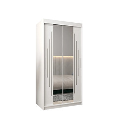 Abiks Meble Armoire YORK 1 À Portes Coulissantes 200/100/62 2 Portes (Blanc/Blanc)