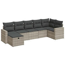 vidaXL Salon de jardin avec coussins 7 pcs gris clair résine tressée