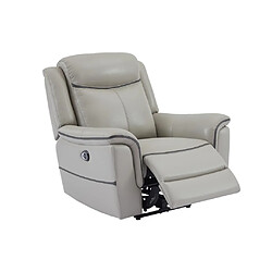 Vente-Unique Fauteuil relax électrique en cuir gris clair ADELIO pas cher