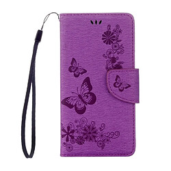 Wewoo Housse Étui Violet pour Huawei Honor 5c fleurs pressées motif papillon horizontal en cuir flip avec support & Slots de cartes Portefeuille & Longe