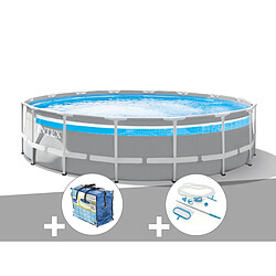 Kit piscine tubulaire Intex Prism Frame Clearview ronde 4,88 x 1,22 m + Bâche à bulles + Kit d'entretien