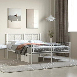 Maison Chic Lit adulte - Lit simple Cadre de lit métal avec tête de lit/pied de lit,Structure du lit Contemporain pour chambre blanc 140x200cm -MN84978