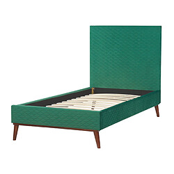 Beliani Lit simple en velours vert 90 x 200 cm BAYONNE pas cher