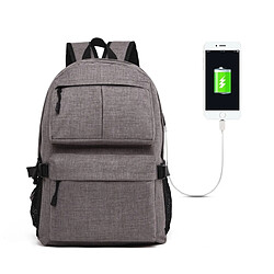 Wewoo Sacoche pour ordinateur portable gris 15,6 pouces et ci-dessous Macbook, Samsung, Lenovo, Sony, DELL Alienware, CHUWI, ASUS, HP Sacs à bandoulière Universel Laptop Oxford tissu multifonctions sac à dos avec port de charge USB externe, taille: 46x32x12cm,