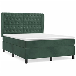 Maison Chic Lit adulte- Lit + matelas,Sommier à lattes de lit et matelas Vert foncé 140x200cm Velours -GKD30650