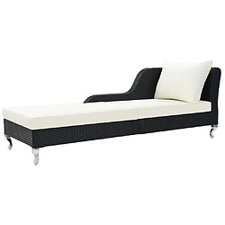 vidaXL Chaise longue avec coussin Résine tressée Noir