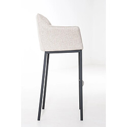 Avis Decoshop26 Tabouret de bar chaise haute de comptoir couture carrées assise en tissu crème 4 pieds stables en métal noir 10_0004703