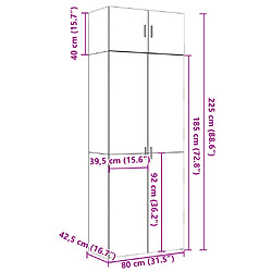 vidaXL Armoire de rangement chêne fumé 80x42,5x225cm bois d'ingénierie pas cher