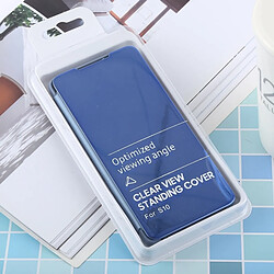 Wewoo étuis en cuir Coque Housse à rabat horizontal PU avec miroir de galvanoplastie pour Galaxy S10 Plus, support (Bleu) pas cher