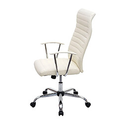 Decoshop26 Fauteuil chaise de bureau sur roulettes pivotante hauteur réglable confort en synthétique crème 04_0001773