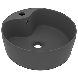 vidaXL Lavabo de luxe avec trop-plein Gris foncé mat 36x13cm Céramique