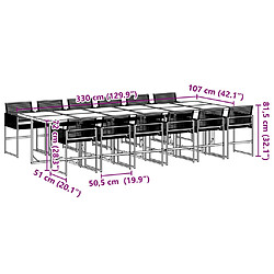 vidaXL Ensemble à manger de jardin 13 pcs noir résine tressée pas cher