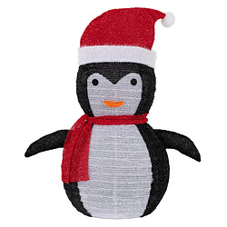 Ecd Germany Pingouin de Noël LED décoration avec bonnet écharpe 68cm figurine d'hiver jardin