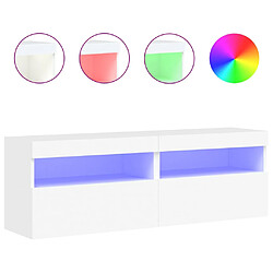 vidaXL Meubles TV muraux avec lumières LED 2 pcs blanc 60x30x40 cm