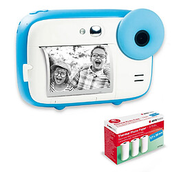 AGFA PHOTO Pack Realikids Instant Cam + 3 rouleaux Papier Thermique ATP3WH supplémentaires - Appareil Photo Instantané Enfant, Ecran LCD 2,4', Batterie Lithium, Miroir Selfie et filtre photo - Bleu - Bleu