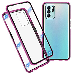 Coque en métal absorption magnétique, double face, violet pour votre Oppo Reno6 Z