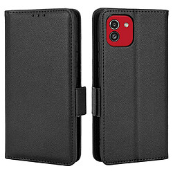 Etui en PU texture litchi, fermoir aimanté, antichoc avec support noir pour votre Samsung Galaxy A03 (164.2 x 75.9 x 9.1mm)