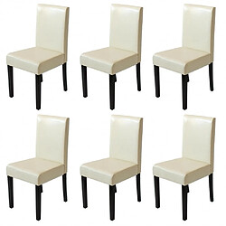 Decoshop26 Lot de 6 chaises de salle à manger synthétique crème pieds foncés CDS04242 