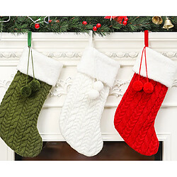 C216 3pcs tricoté épais couleur massif de Noël chaussettes de Noël Home Fil de Noël Chaussettes Sac à bonbons Cheminée Pendentif Cheminée Pendentif