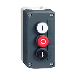 boite à bouton - harmony xal - 3 bouton poussoir - blanc, rouge et noir - schneider electric xald324