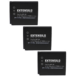 Vhbw EXTENSILO 3x Batteries compatible avec Fuji / Fujifilm FinePix F50fd, F300 EXR, F500 EXR appareil photo, reflex numérique (750mAh, 3,7V, Li-ion)