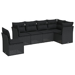 vidaXL Salon de jardin 6 pcs avec coussins noir résine tressée