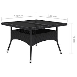 vidaXL Ensemble à Manger de jardin 9 pcs Résine tressée et verre Noir pas cher