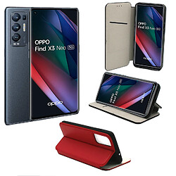 Xeptio Oppo Find X3 NEO 5G Etui Protection Portefeuille rouge à Rabat avec Porte Cartes - Housse Oppo Find X3 NEO 5G Folio Coque Antichoc