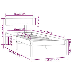 vidaXL Cadre de lit sans matelas bois de pin massif pas cher