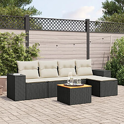 Maison Chic Ensemble Tables et chaises d'extérieur 6pcs avec coussins,Salon de jardin noir résine tressée -GKD794754