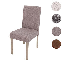 Mendler Chaise de salle à manger Littau, chaise de cuisine, tissu/textile ~ gris, pieds marron