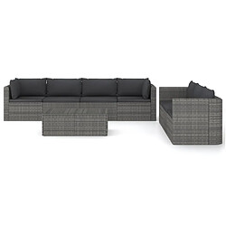 Maison Chic Salon de jardin 8 pcs + coussins - Mobilier/Meubles de jardin - Table et chaises d'extérieur Résine tressée Gris -MN54158