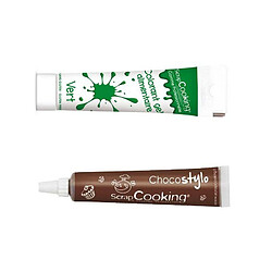 Scrapcooking Stylo chocolat + Gel colorant alimentaire vert