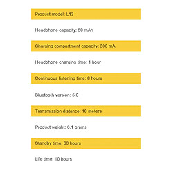 L13 Mini vrais écouteurs sans fil pas cher