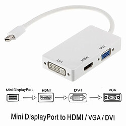 VSHOP ® Mini DisplayPort (3 en 1) Thunderbolt vers HDMI - DVI - VGA Câble adaptateur pour Apple Mac Book MacBook Pro MacBook Air