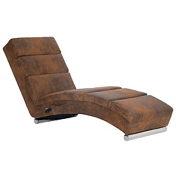 vidaXL Chaise longue de massage Marron Similicuir daim