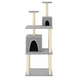 Helloshop26 Arbre à chat meuble tour grimper jouet grattage grattoir escalade plateforme avec griffoirs en sisal clair 167 cm gris 02_0022586