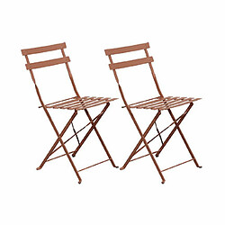 Mes Lot de 2 chaises de jardin pliantes en métal terracotta - BACA