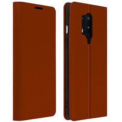 Avizar Étui OnePlus 8 Pro Cuir Véritable Porte cartes Support Vidéo marron 