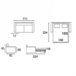 Acheter Inside 75 Canapé lit 3-4 places MASTER convertible EXPRESS 160 cm polyuréthane Gris Graphite MATELAS 18 CM INCLUS