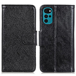 Etui en PU texture nappa noir pour votre Motorola Moto G22